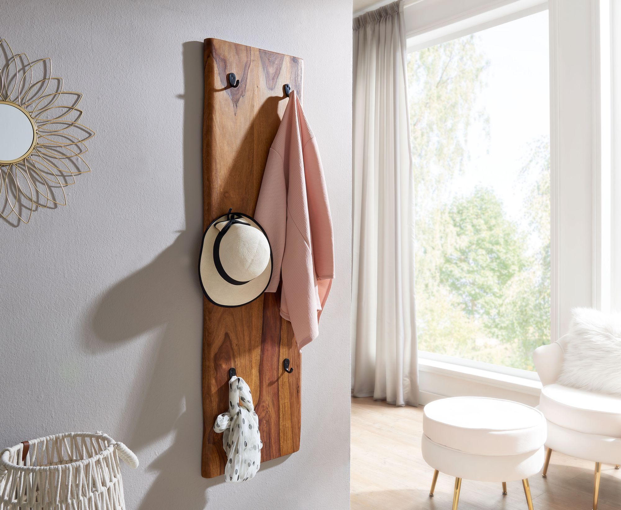 Garderobenpaneel Reykir Massivholz Dunkelbraun 40 × 7 × 140 cm