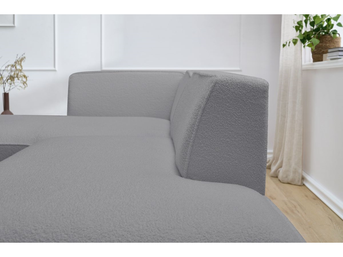 Bobochic Megeve Ecksofa Bouclé-Stoff Hellgrau Ecke links