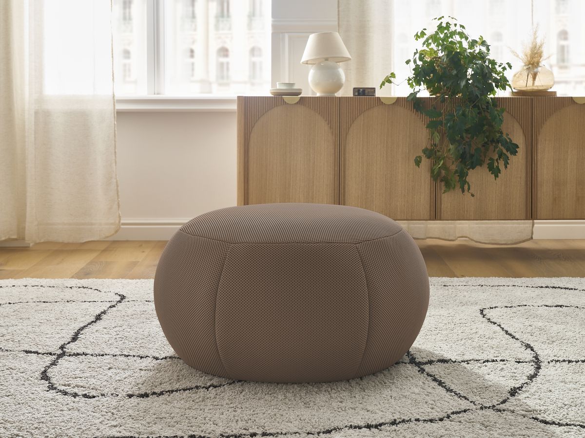 Bobochic Hayden Pouf, rund Mesh-Stoff Braun, 76 cm