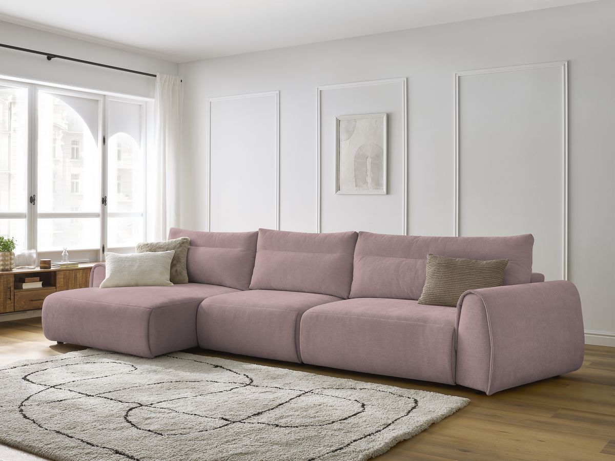 Bobochic Aden Ecksofa 386 × 152 cm Stoff Rosa Ecke links