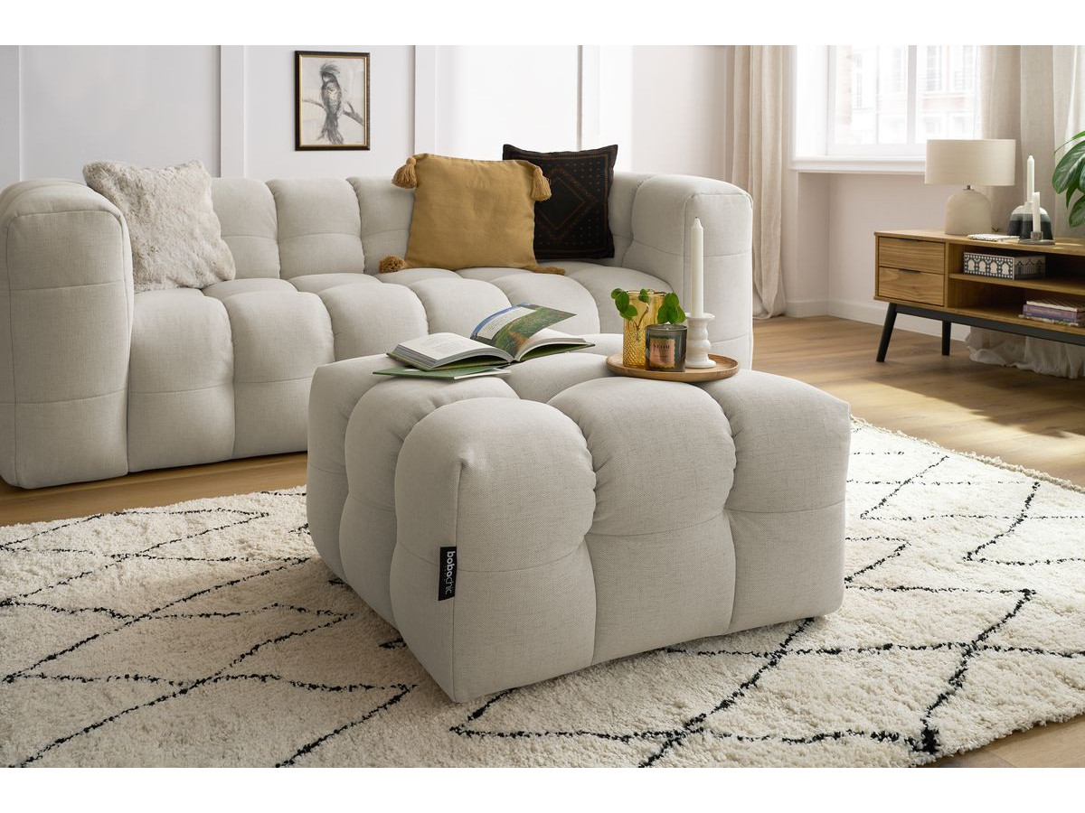 Bobochic Cloud Sofa 4-Sitzer mit Pouf Stoff Beige