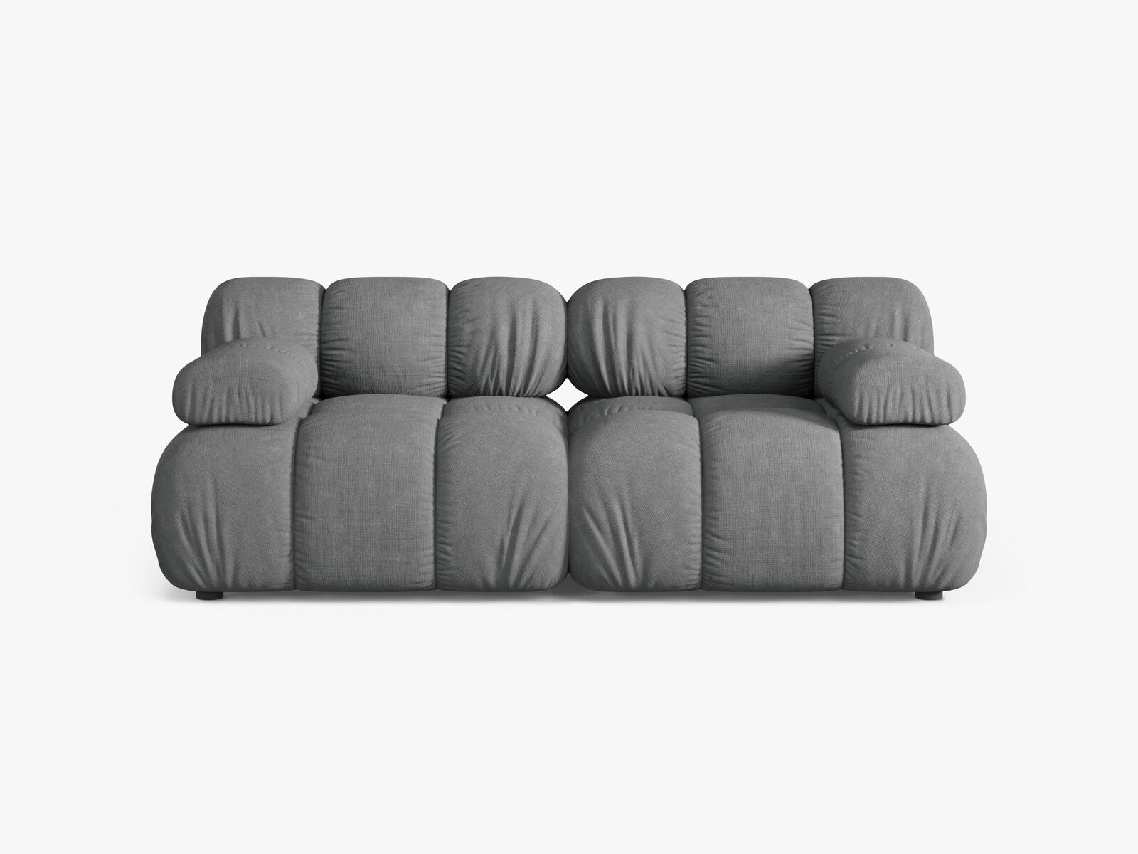 Micadoni Modulares Sofa Bellis 2-Sitzer Strukturierter Stoff Liberty Grau