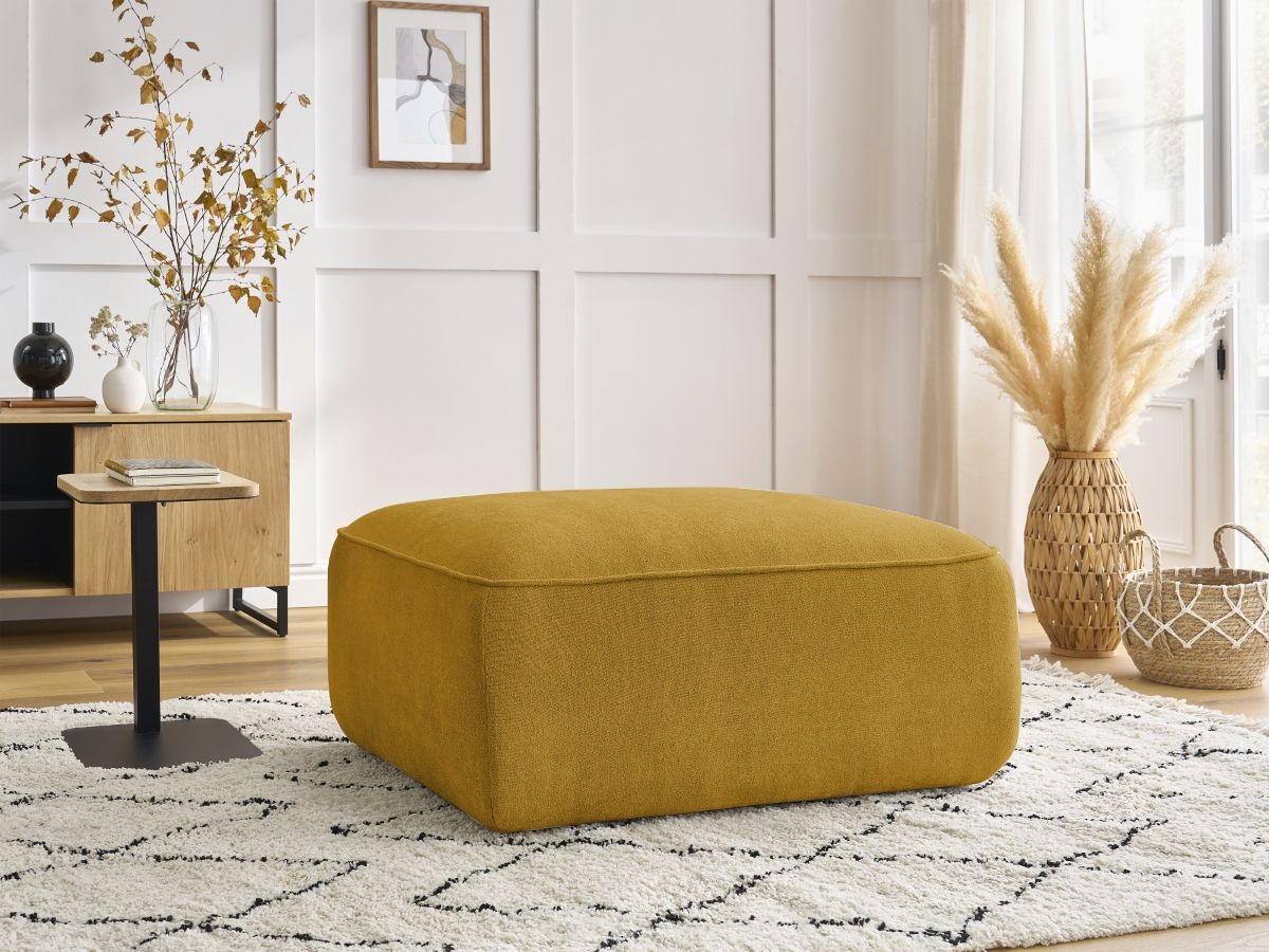 Bobochic Zephyr Pouf Strukturstoff Gelb