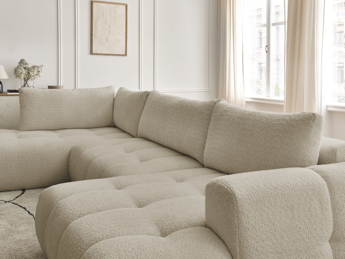 Bobochic Fuji Wohnlandschaft Bouclé-Stoff Beige Ecke rechts