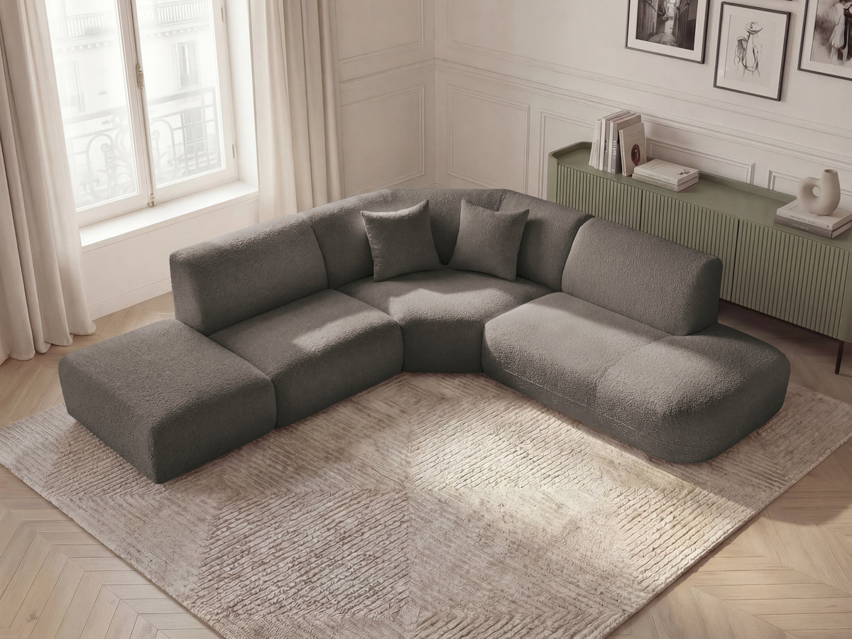 Bobochic Anda Ecksofa 279 × 264 cm Chenille Taupe Ecke rechts
