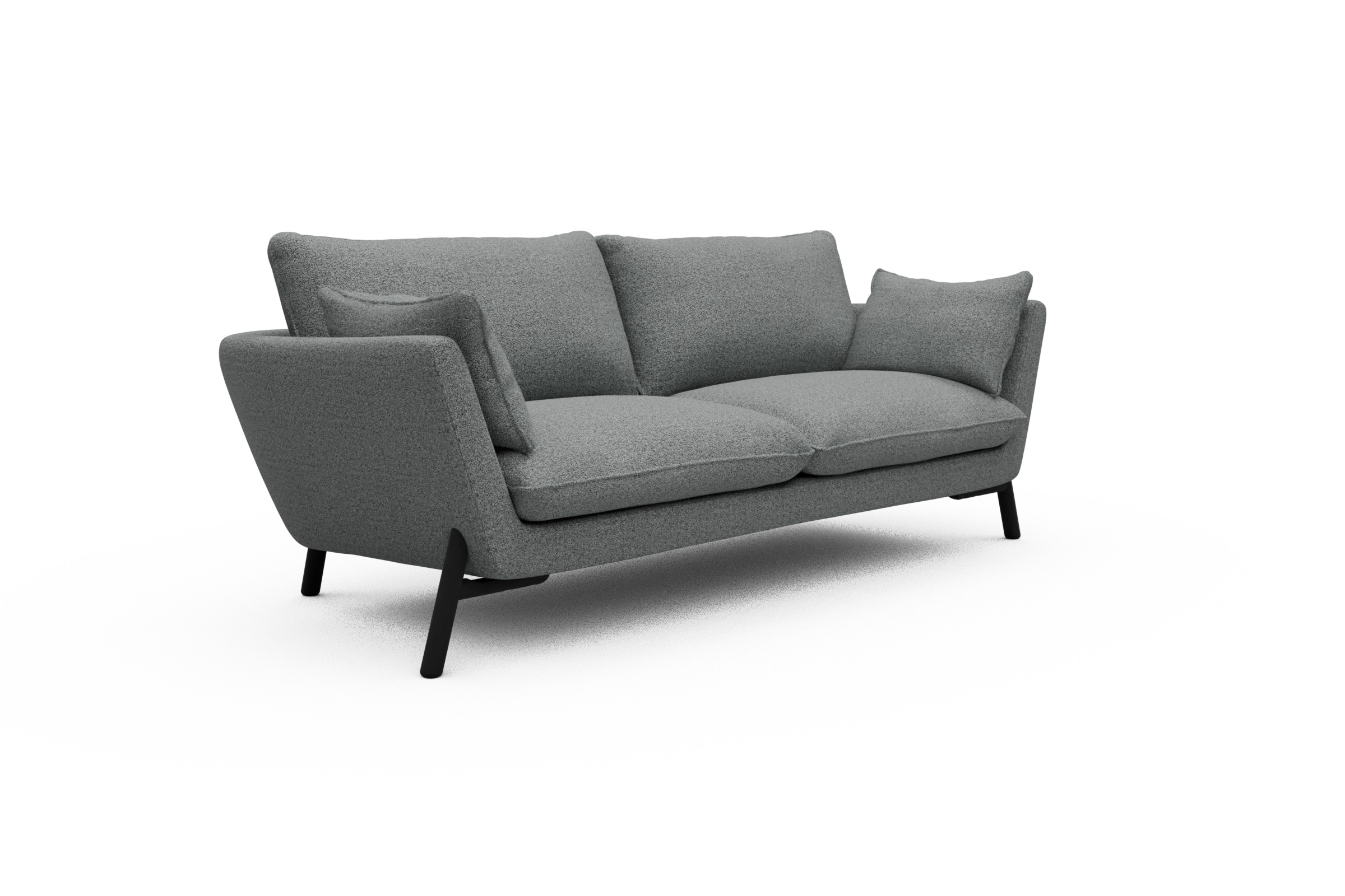 Sofa Emil 3-Sitzer Beinfarbe Eiche Schwarz Aivi-Gravet-Grey