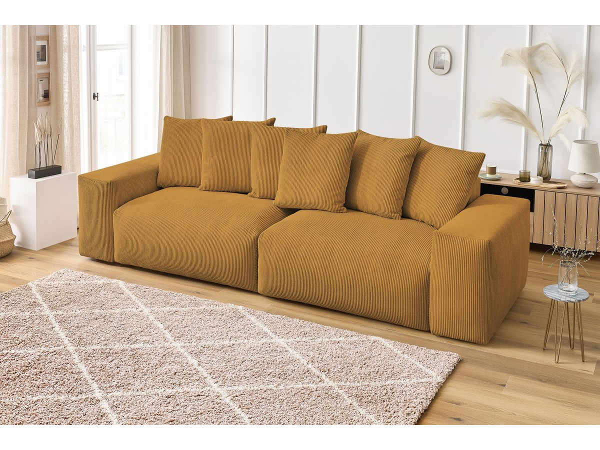 Bobochic Voltaire Sofa 4-Sitzer 320 × 124 cm Cordsamt Gelb