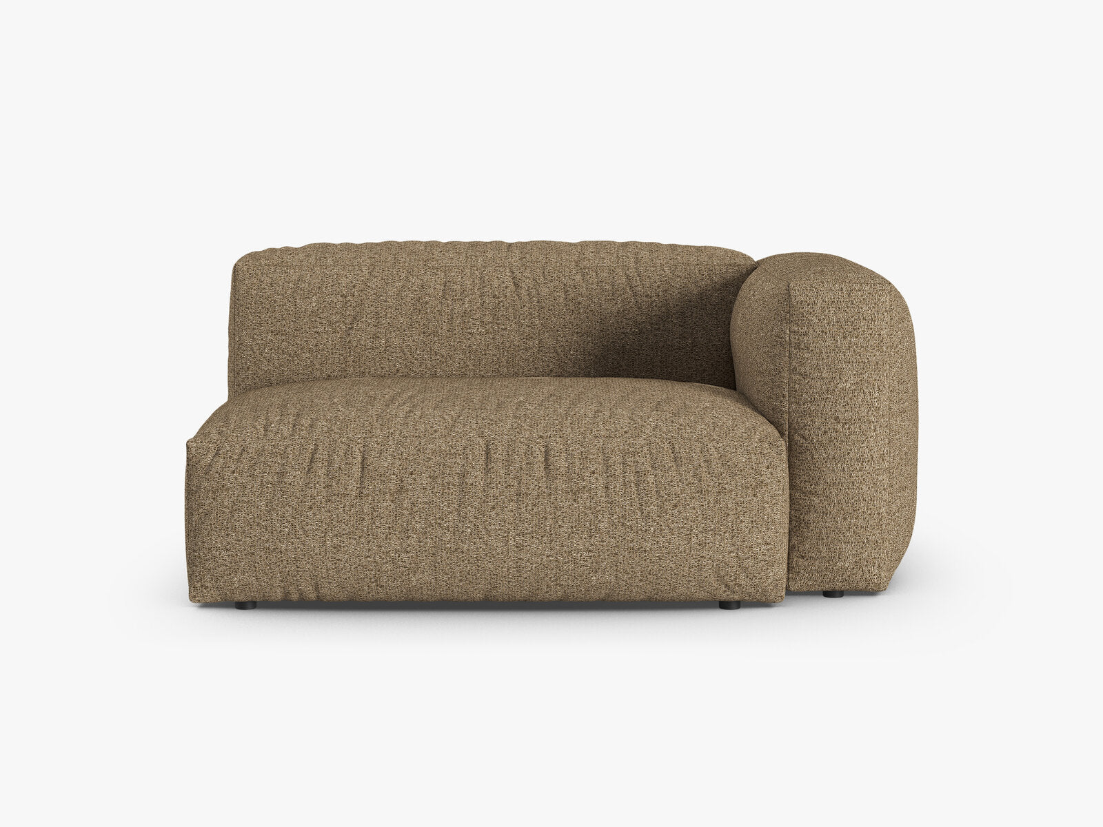 Micadoni Eckmodul mit Armlehne Martina 1-Sitzer Groß 90cm Sitztiefe Rechts Boucle Monet Cappuccino