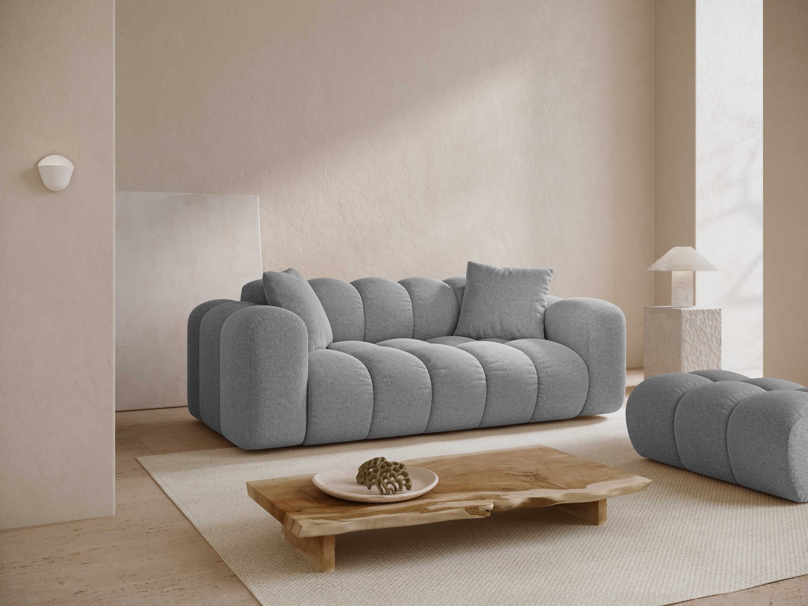 Cosmopolitan Design Sofa Treno 3-Sitzer Chenille Eden Hellgrau