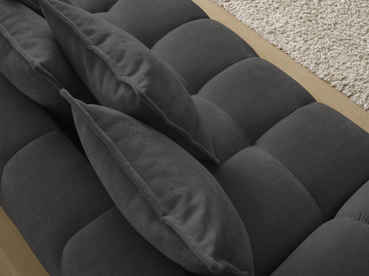 Bobochic Everest Schlafsofa 3-Sitzer mit Bettkasten, 5 Kissen Strukturstoff Schwarz