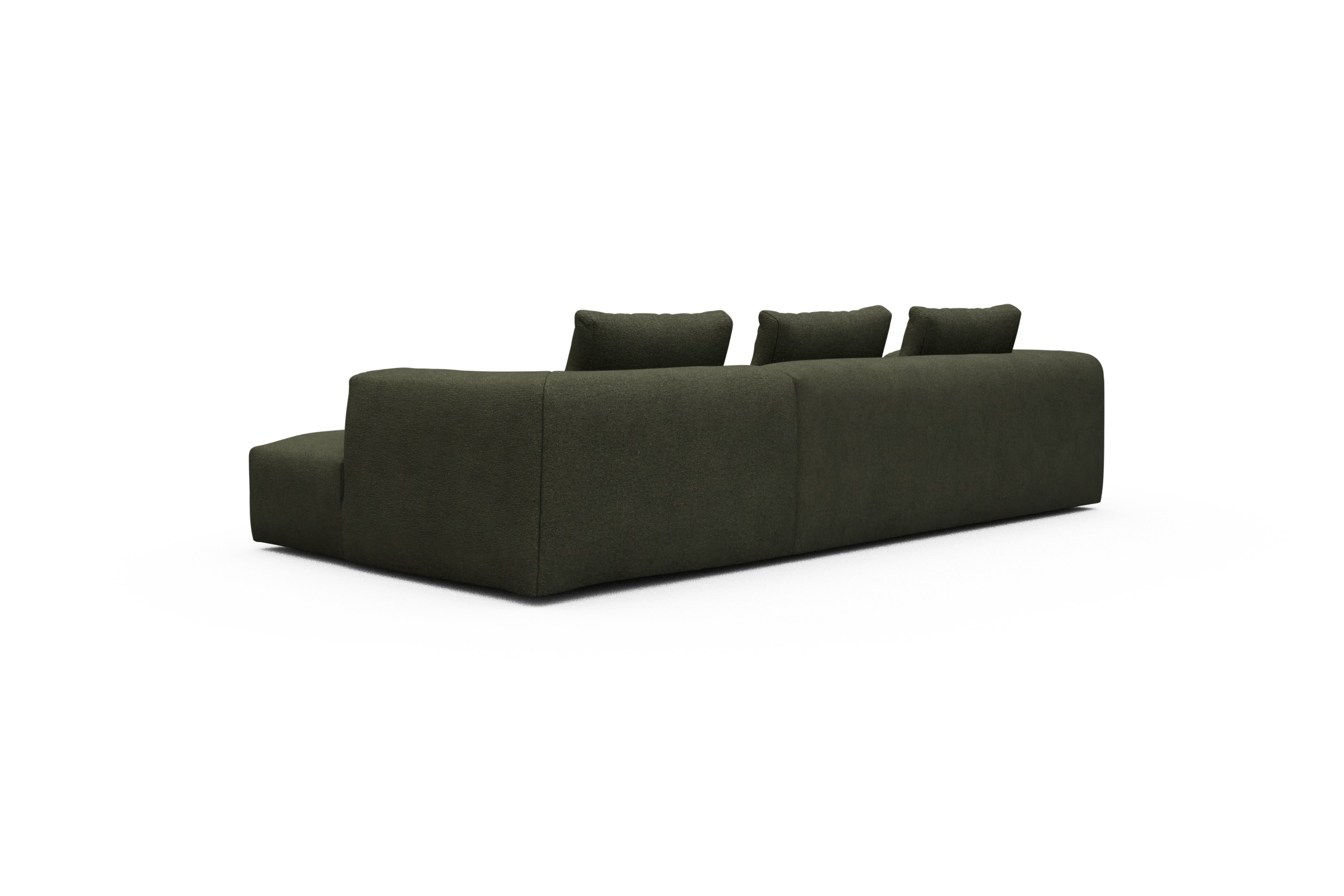 Ecksofa Fred Chaiselongue rechts mit 2,5-Sitzer Boucle-Forest-Green