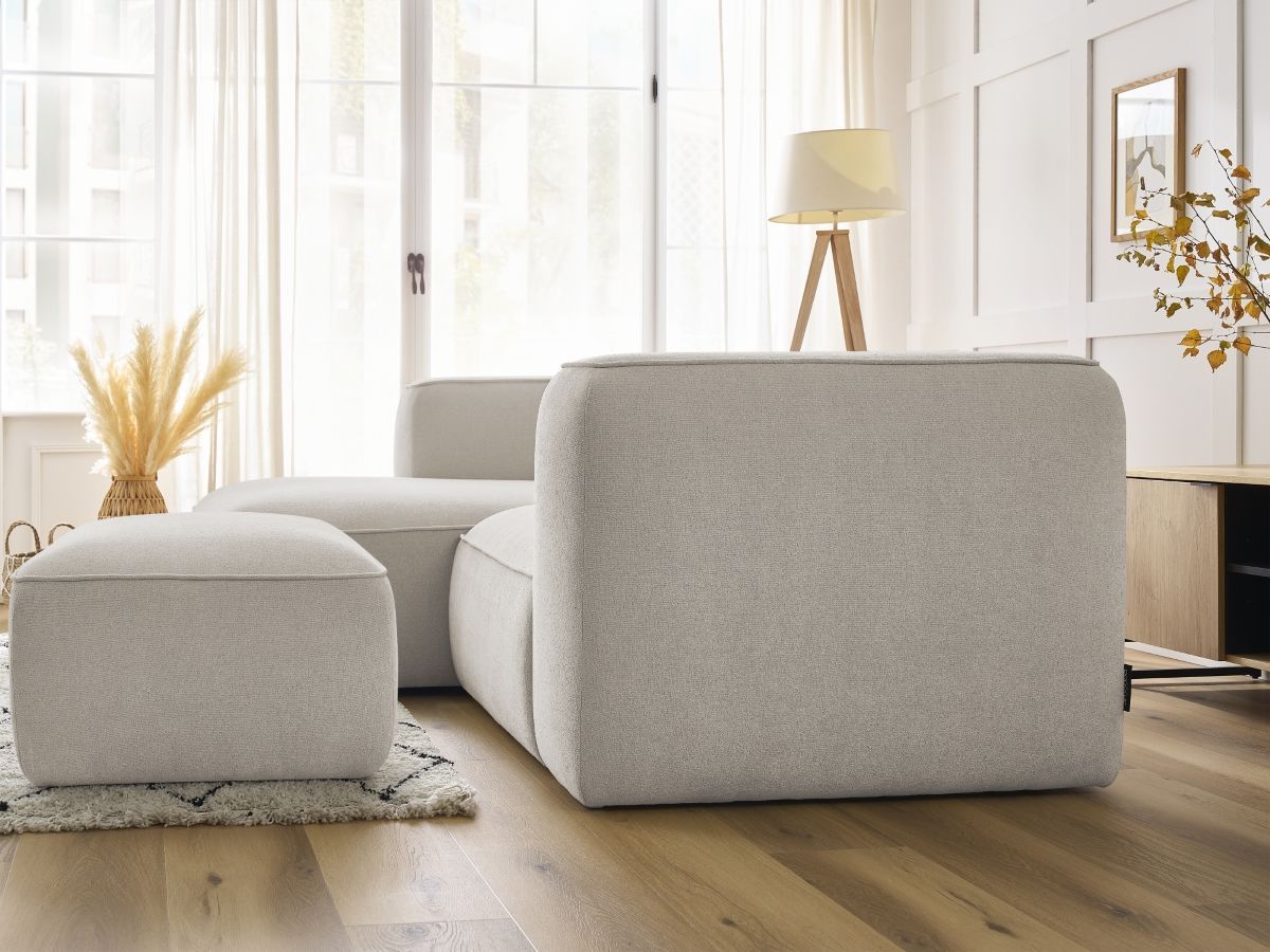 Bobochic Zephyr Ecksofa mit Pouf 260 × 165 cm Strukturstoff Beige Ecke links