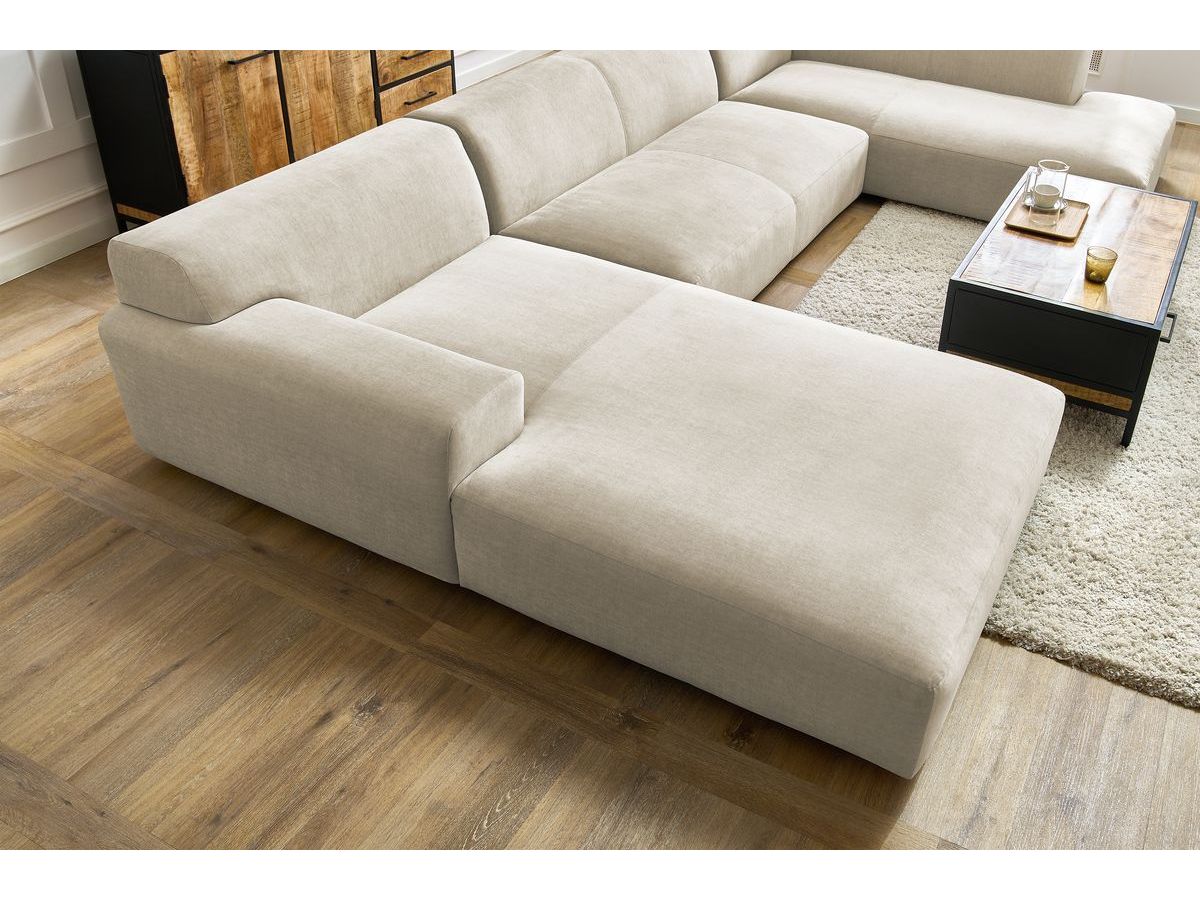 Bobochic Lavena Wohnlandschaft 399 × 220 cm Samt Beige Ecke links
