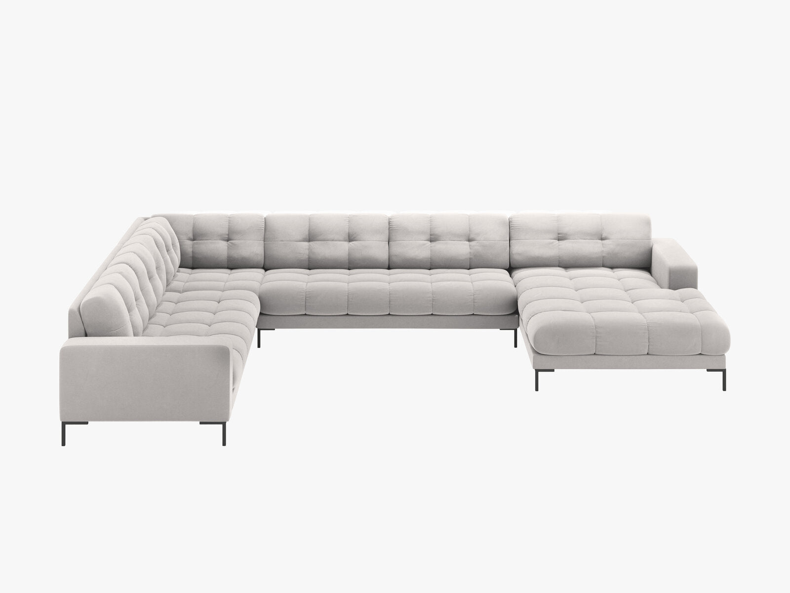 Micadoni Wohnlandschaft Mamaia 7-Sitzer Links Samt Bluvel Silber schwarze Beine