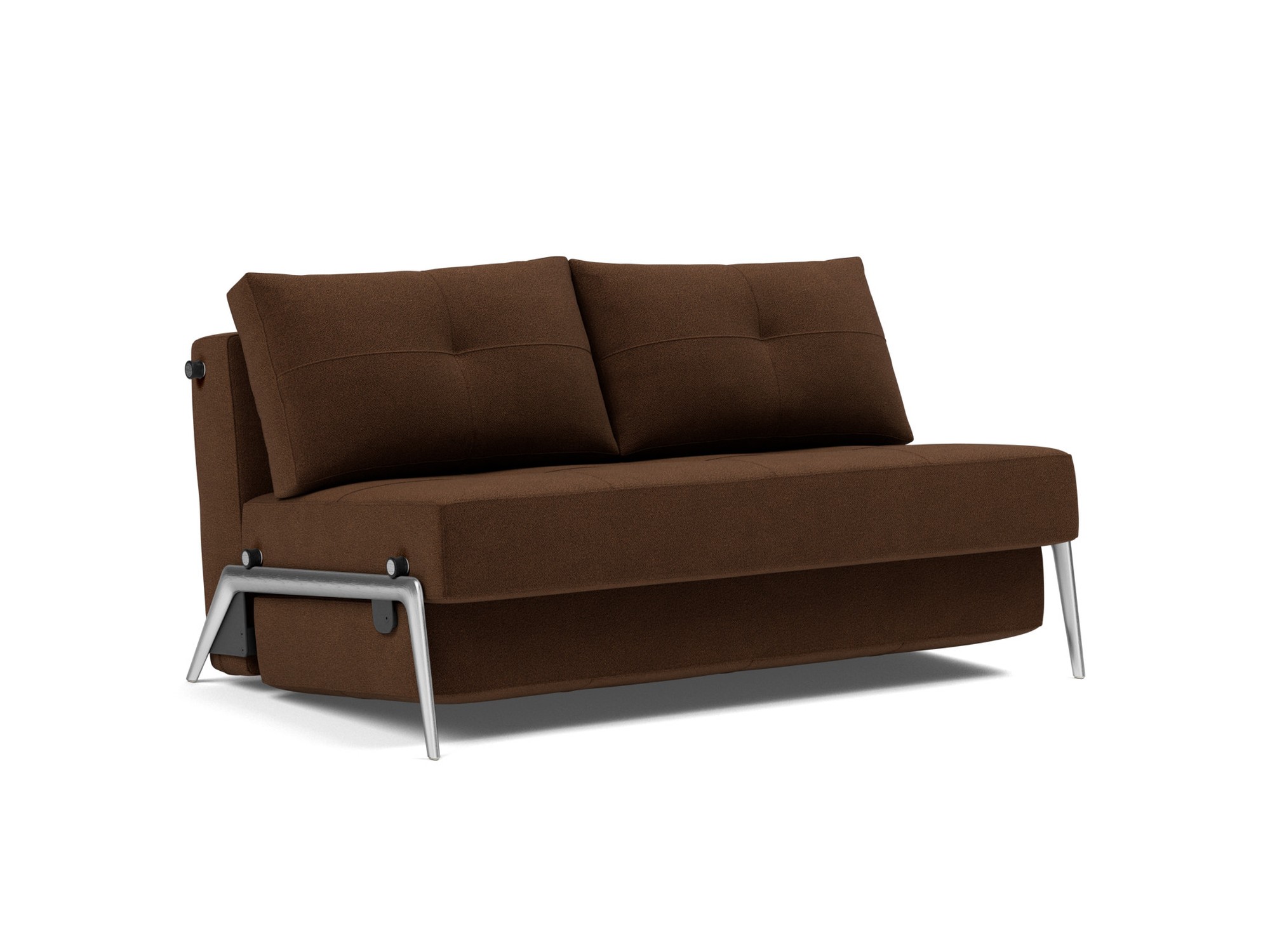 Schlafsofa Cubed 140 Strukturierter Stoff Taura 359-Cappuccino Beine Aluminium