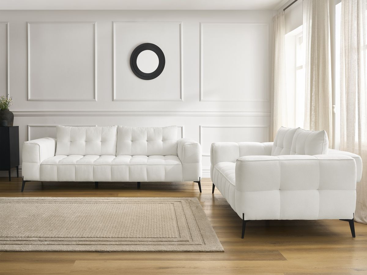 Bobochic Anis Sofa-Set 3- und 2-Sitzer Strukturstoff Weiß