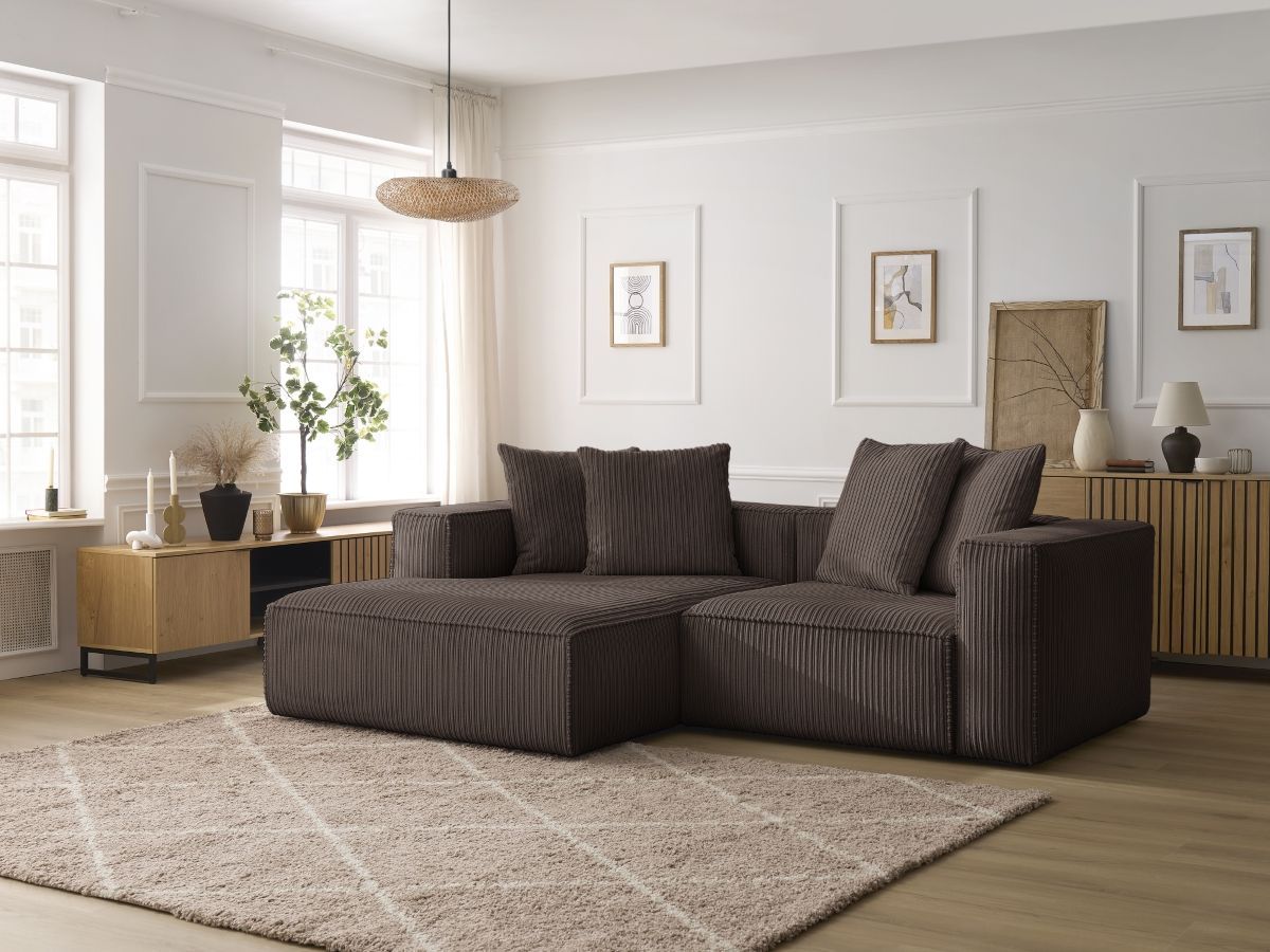 Bobochic Nina Ecksofa Cordsamt Braun Ecke links