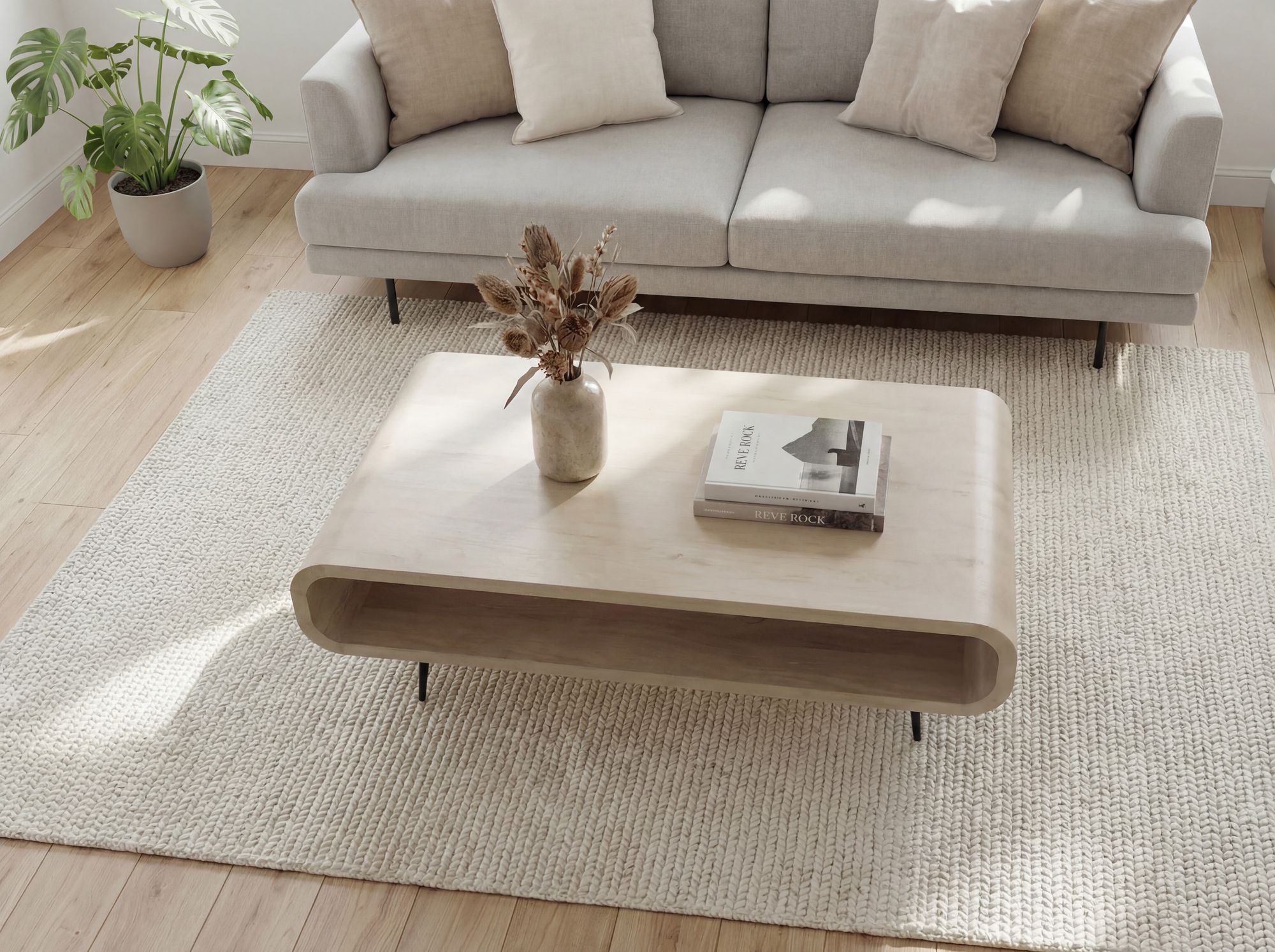 Couchtisch Ramsund Mango Massivholz Weiß 90 × 55 × 30 cm