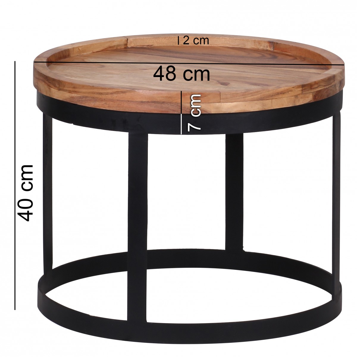 Satztisch 2er-Set Alden Massivholz Akazie Ø 53 cm