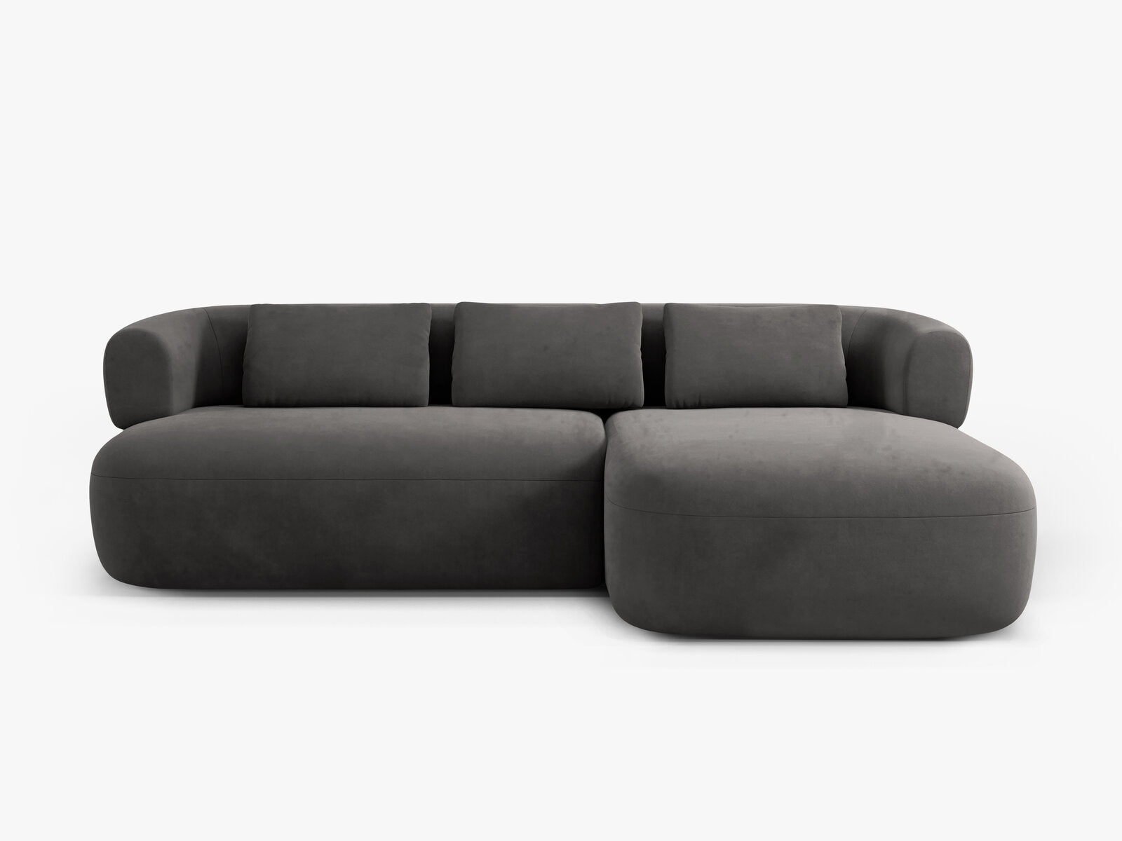 Micadoni 5-Sitzer Ecksofa Jenny Rechts Samt Salvador Dunkelgrau