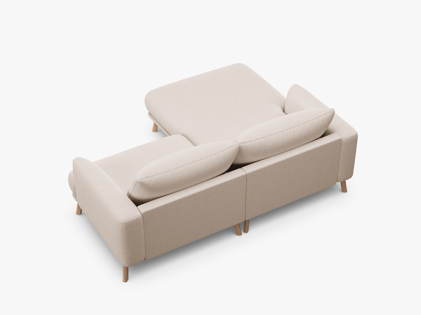 Micadoni Ecksofa Naomi 3-Sitzer kleine Version Links Strukturierter Stoff Liberty Beige