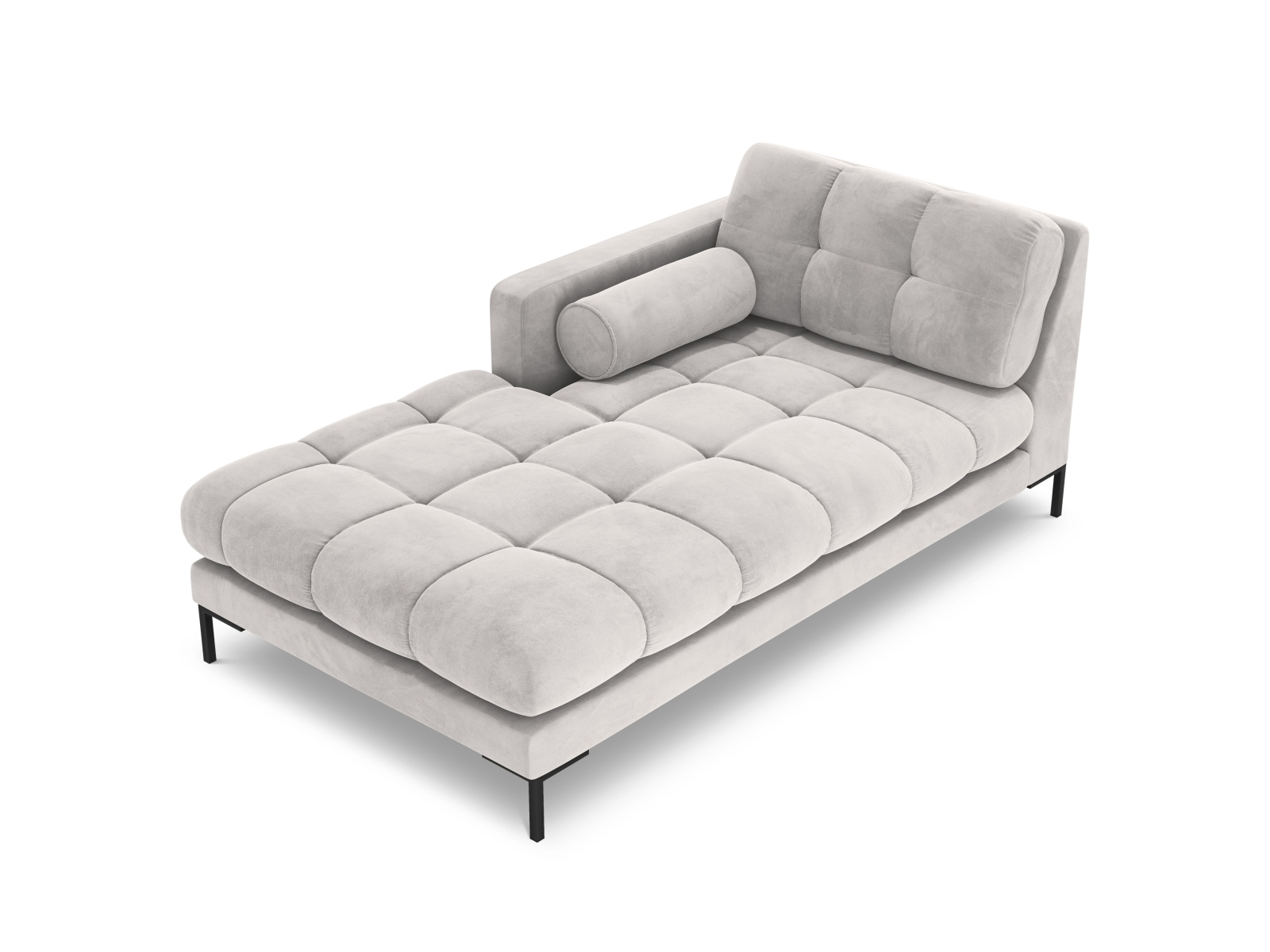 Cosmopolitan Design Chaiselongue Bali Samt Bluvel Silber Links Beine Schwarzes Metall
