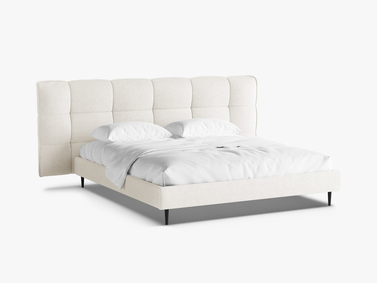 Micadoni Stauraumbett mit Kopfteil Eric with legs Boucle Sicuro Elfenbein 160x200