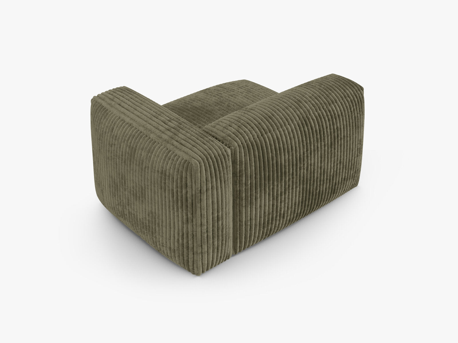 Micadoni Eckmodul mit Armlehne Martina 1-Sitzer 90cm Sitztiefe Rechts Kord Tilia Moßgrün