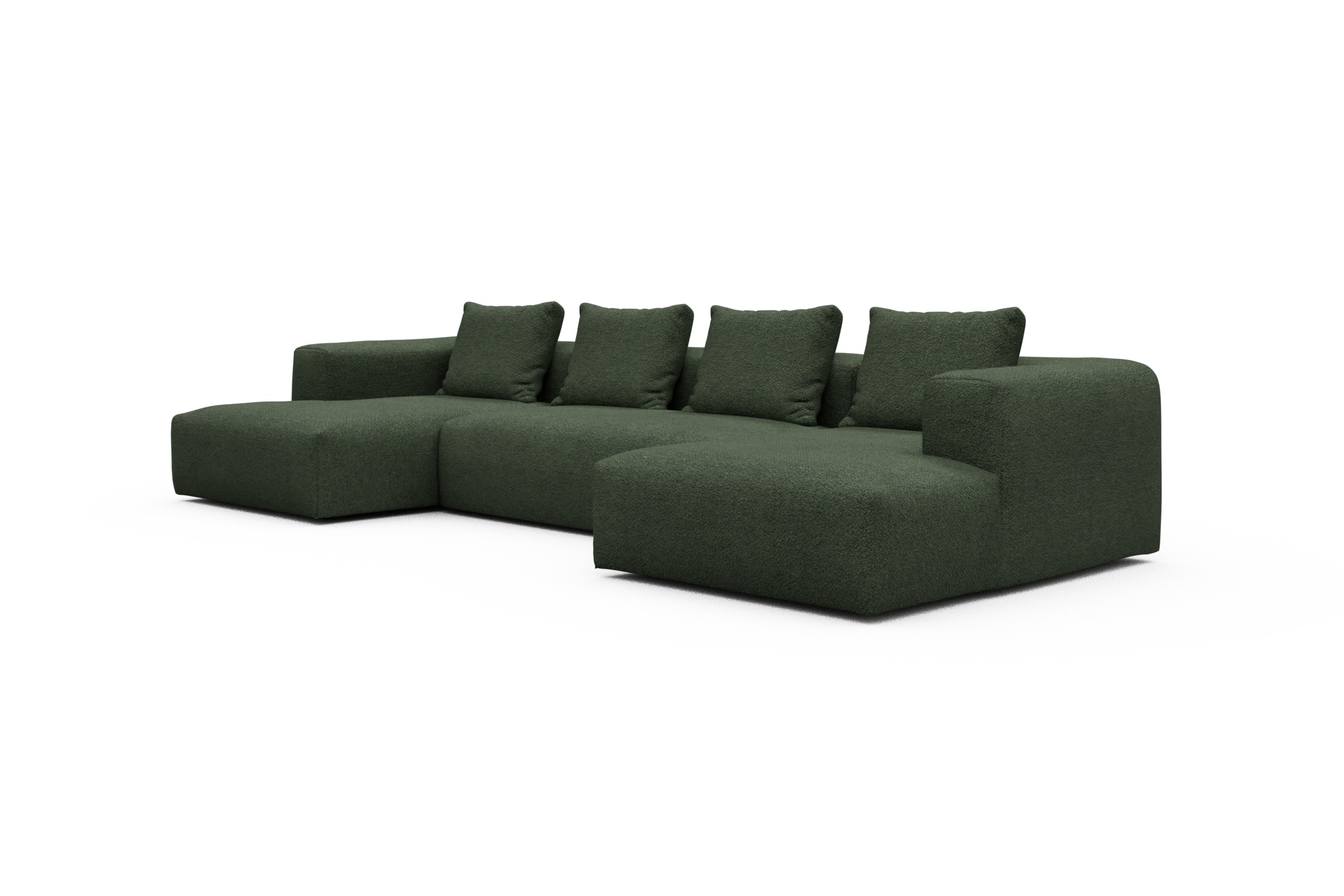 Wohnlandschaft Fred mit 2-Sitzer und Chaiselongue beidseitig Vanora-Deep-Green