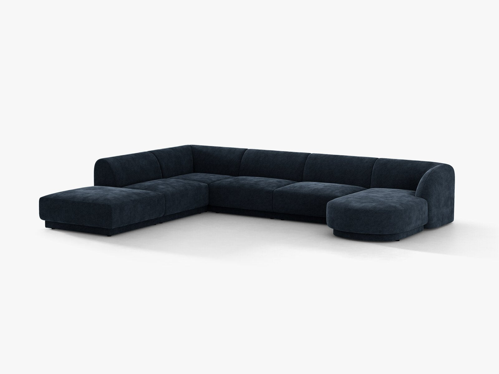 Micadoni Panorama-Ecksofa Miley 6-Sitzer Links Chenille Haga Königsblau