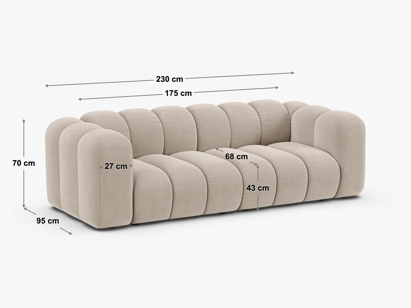 Micadoni Sofa Lupine 3-Sitzer Boucle Baloo Schwarz