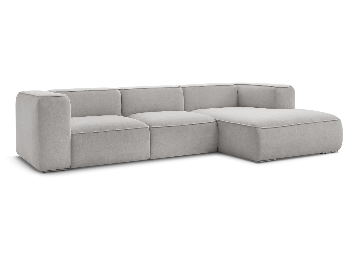 Bobochic Zephyr Ecksofa 349 × 165 cm Strukturstoff Hellgrau Ecke rechts