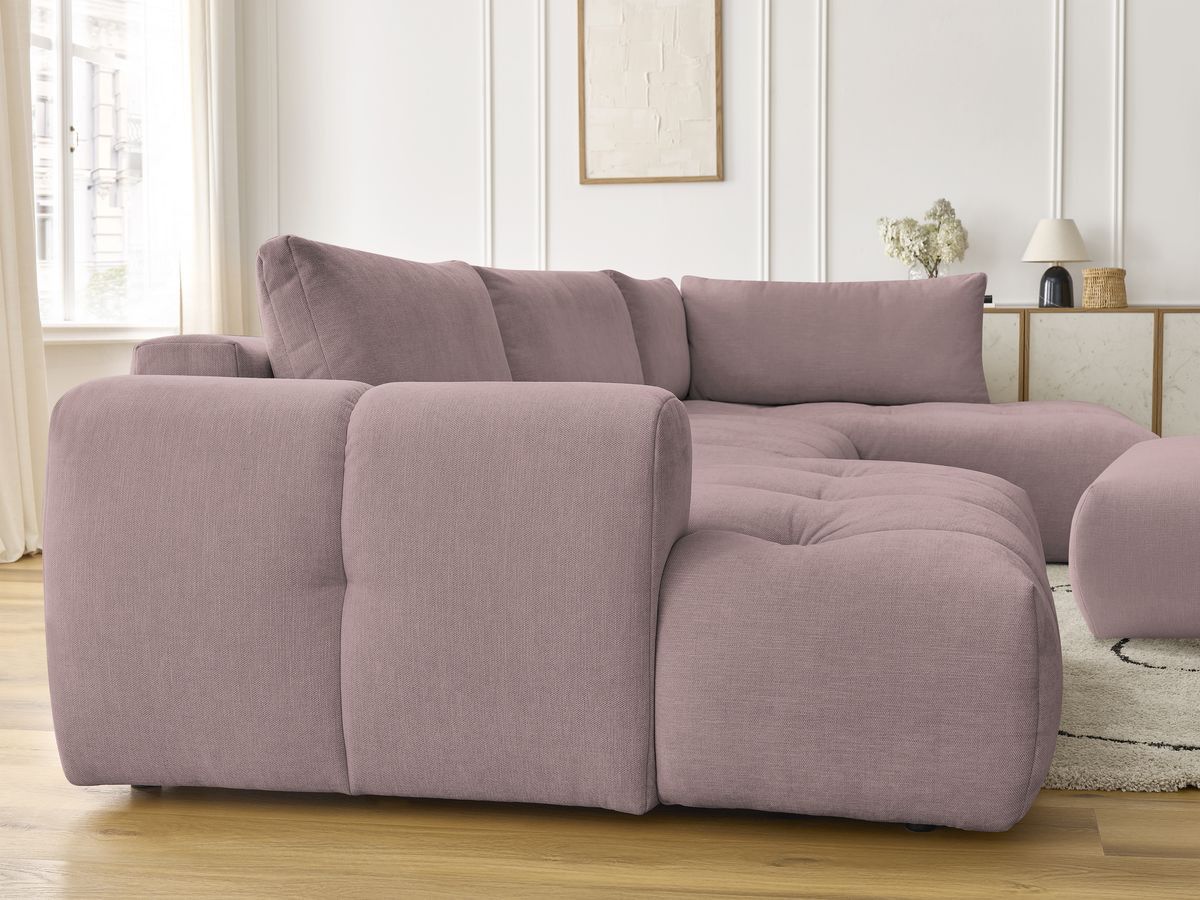Bobochic Fuji Wohnlandschaft mit Pouf Stoff Rosa Ecke links