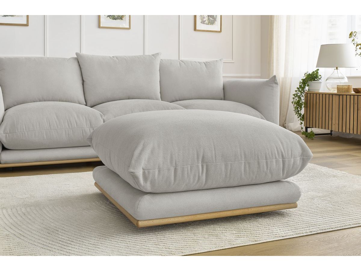 Bobochic Ernest Sofa 4-Sitzer mit Pouf Stoff Hellgrau