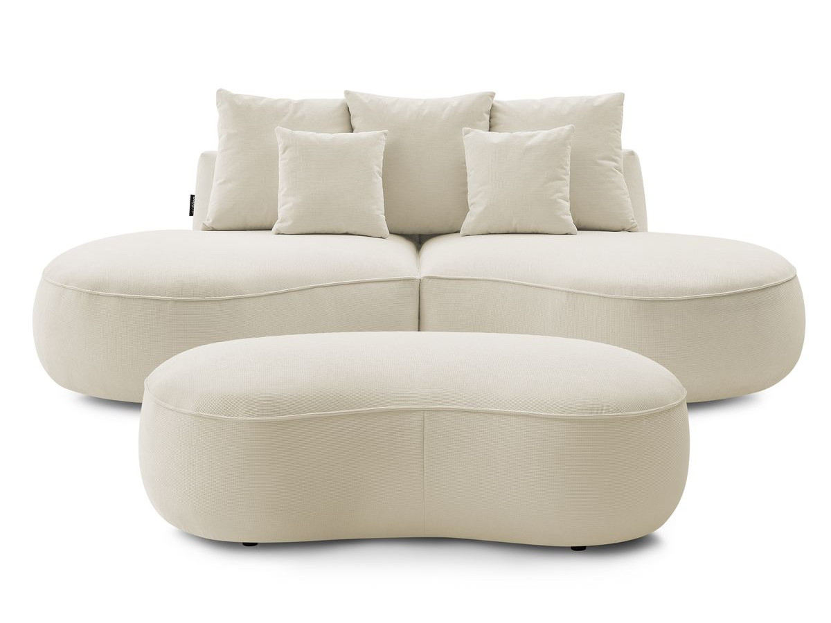 Bobochic Saint-germain Sofa 5-Sitzer mit Pouf Strukturstoff Beige