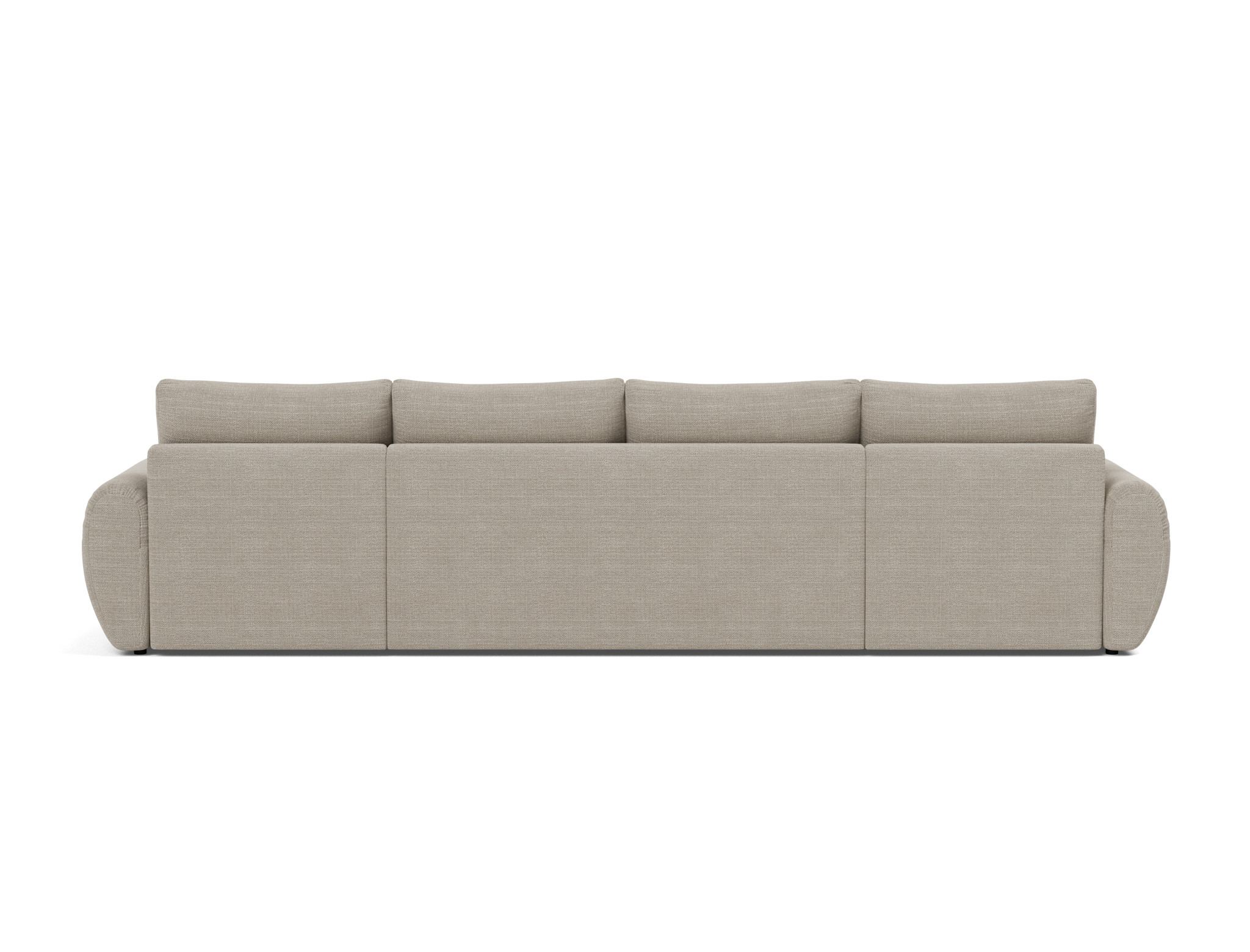 Schlafsofa Norum U-Form mit Curve-Armlehnen Strukturierter Stoff Kenya 579-Gravel