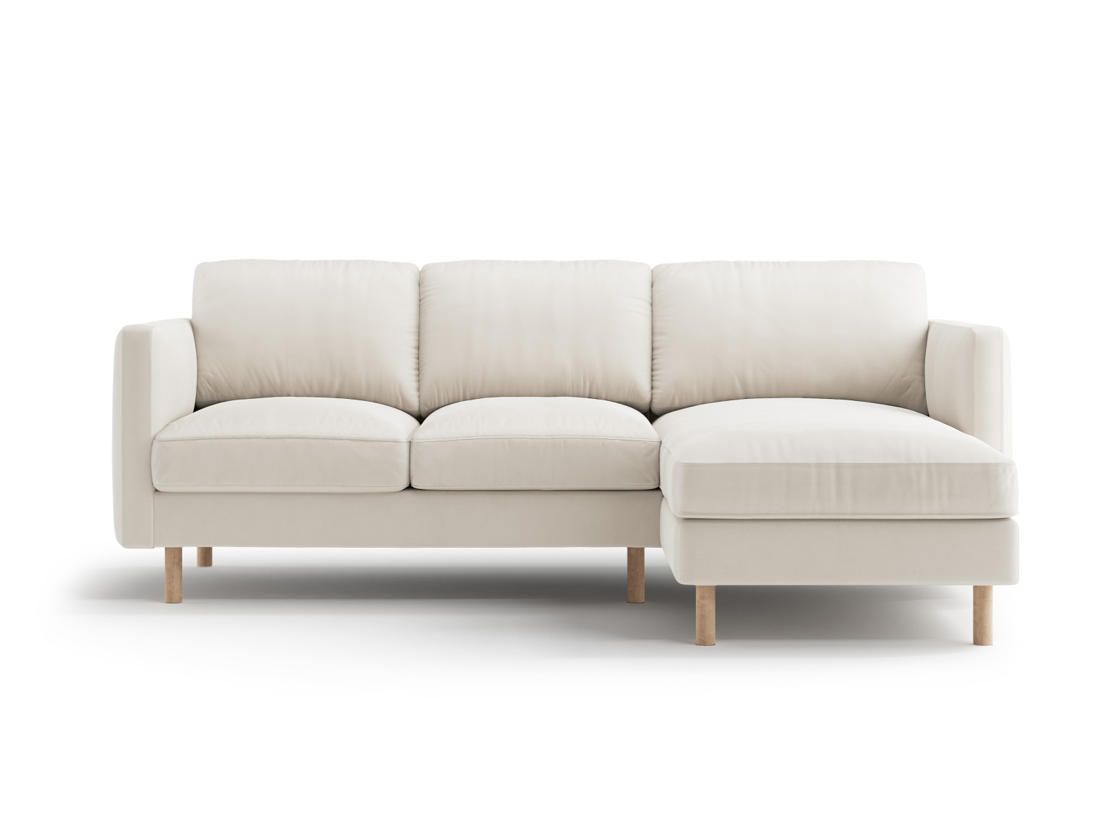 Micadoni Ecksofa Eden 3-Sitzer Rechts Samt Beige