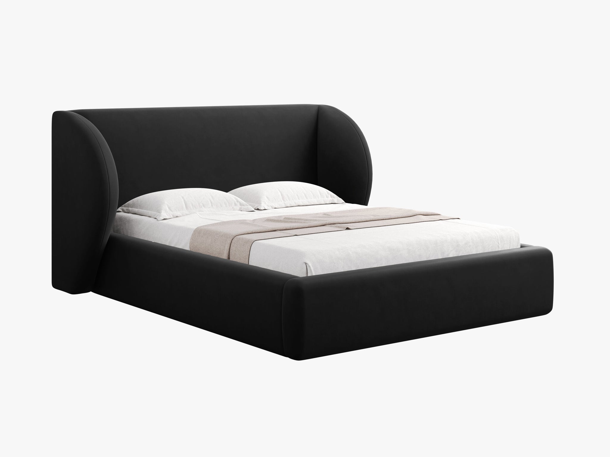 Micadoni Polsterbett Miley Samt Bluvel Schwarz 200x200 moebelfaktor