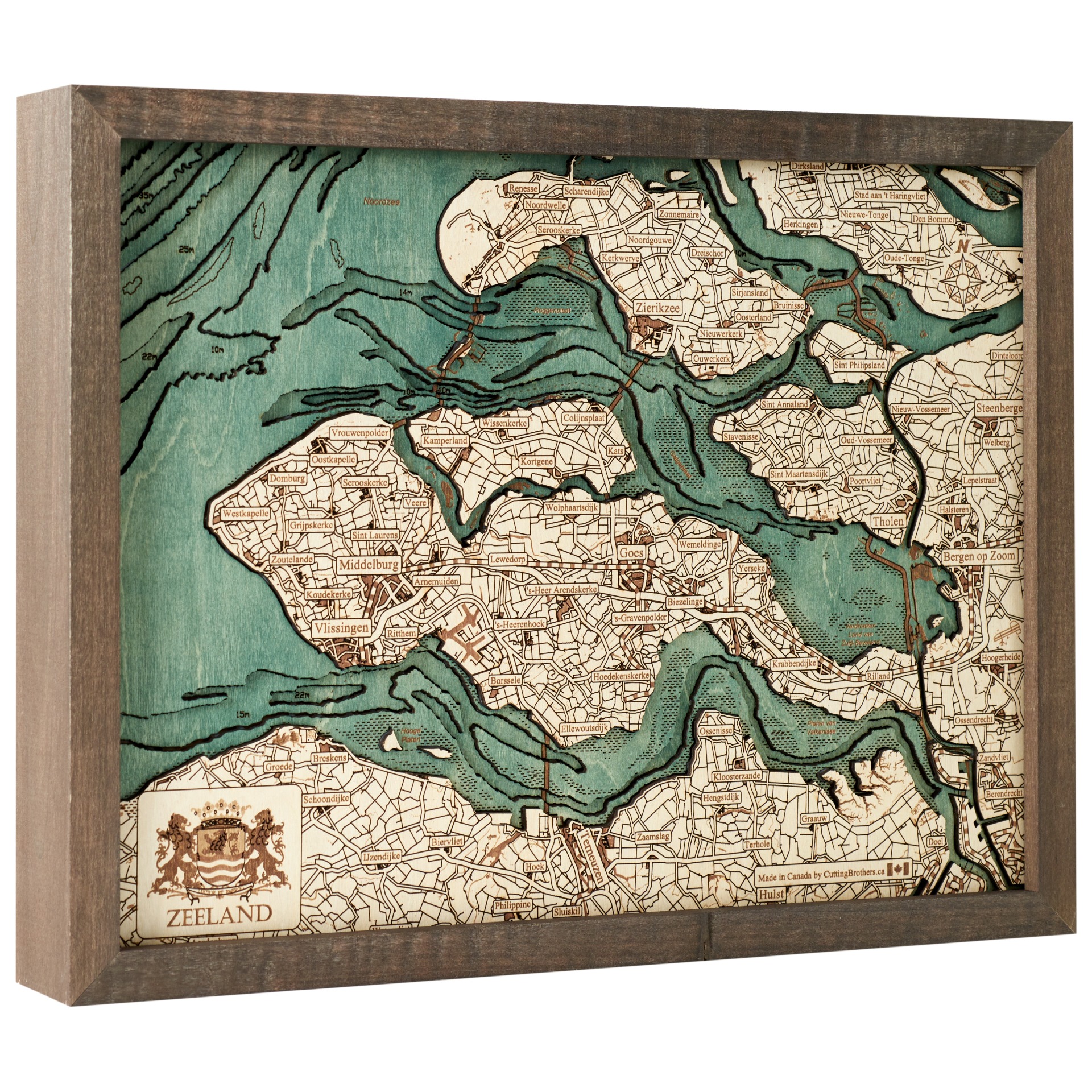 Cutting Brothers 3D Holz-Wandkarte Zeeland 40.5x30.5 cm
