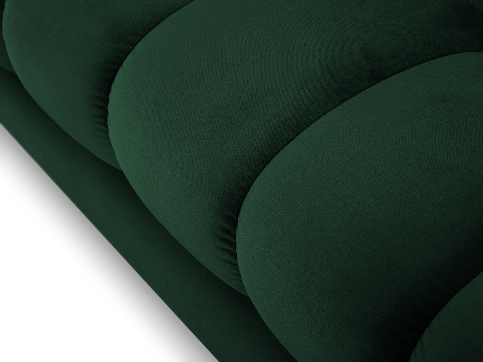 Cosmopolitan Design Ecksofa Bali 5-Sitzer Samt Bluvel Flaschengrün Rechts Beine Schwarzes Metall