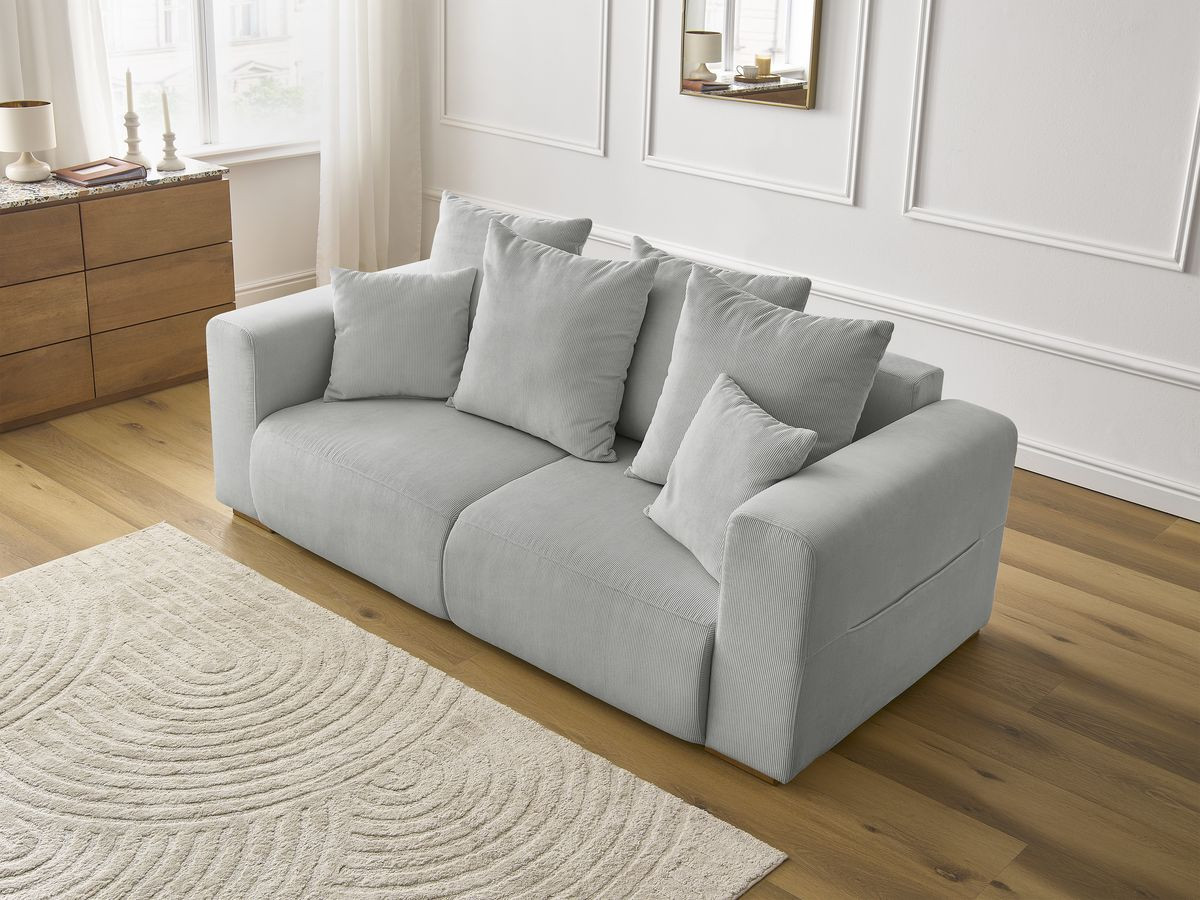 Bobochic Sidonie Sofa 2-Sitzer Cordsamt Hellgrau