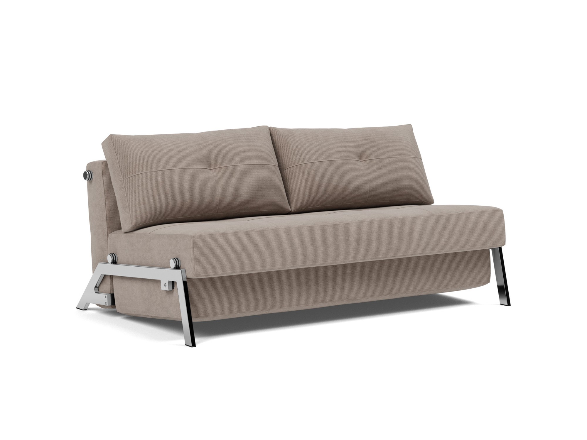 Schlafsofa Cubed 160 Kord Cordufine 318-Beige Beine Chrom