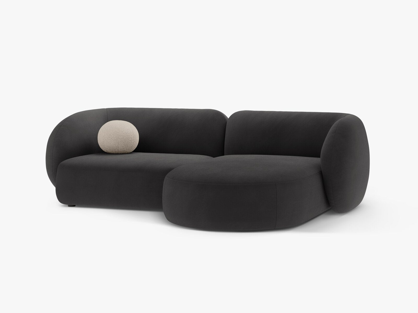 Micadoni Ecksofa Kate 2-Sitzer Rechts Samt Dunkelgrau