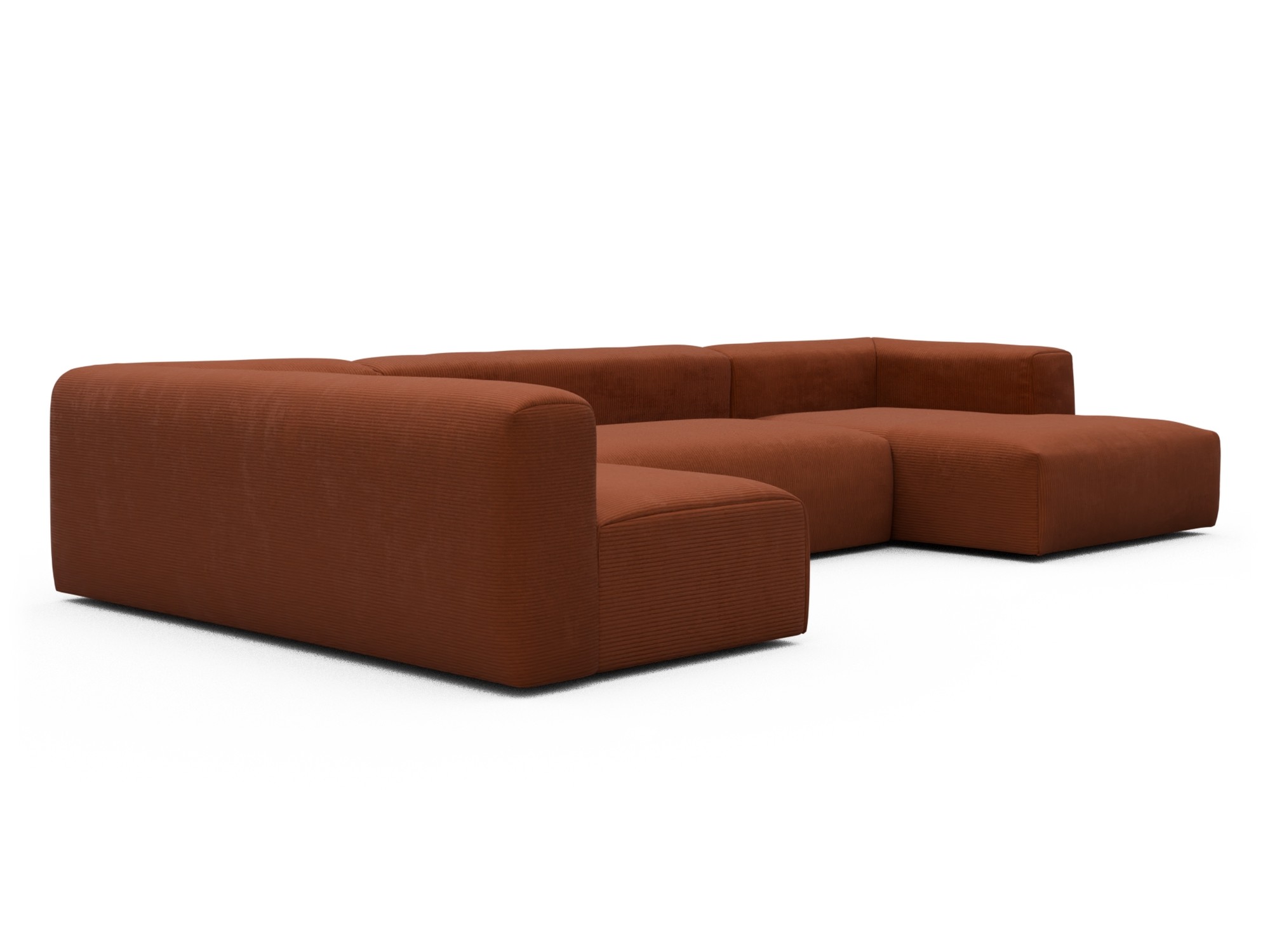 Skandi Home Wohnlandschaft Fred Chaiselongue rechts mit 2-Sitzer und lange Armlehne links Corduroy-Burnt-Orange moebelfaktor