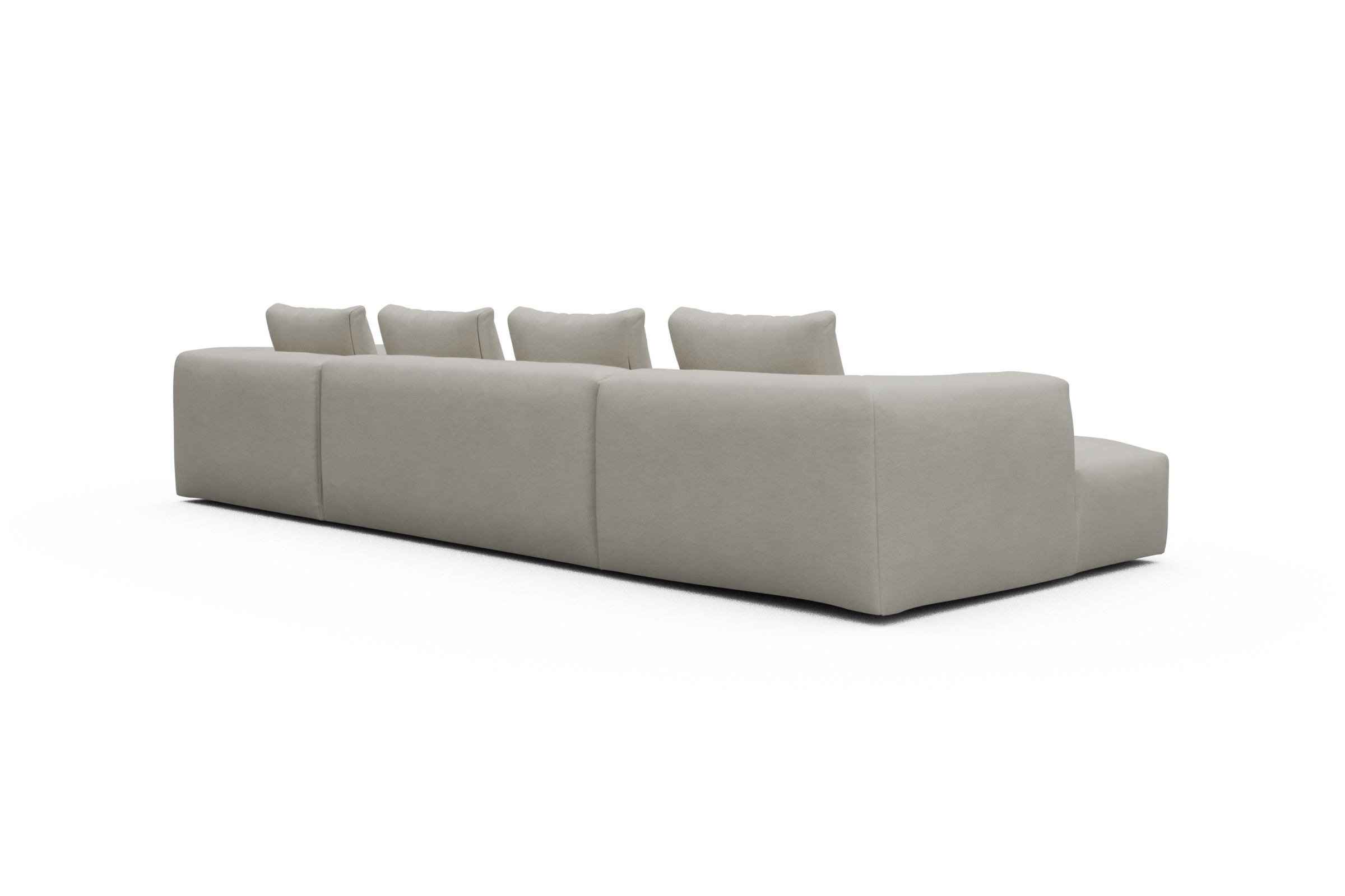 Wohnlandschaft Fred Relax-Ecke rechts mit 2-Sitzer und Chaiselongue links Denari-Clean-Beige