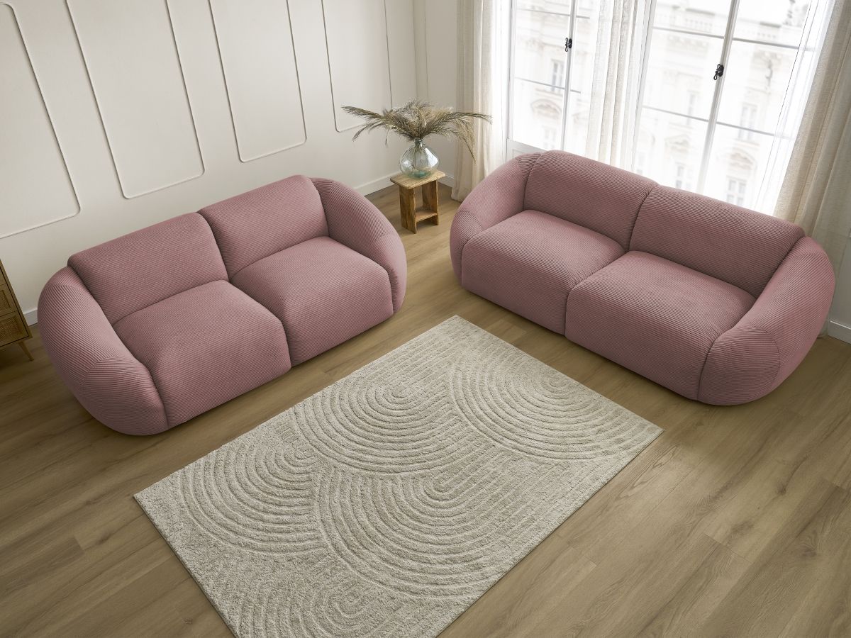 Bobochic Tina Sofa 5-Sitzer Cordsamt Rosa