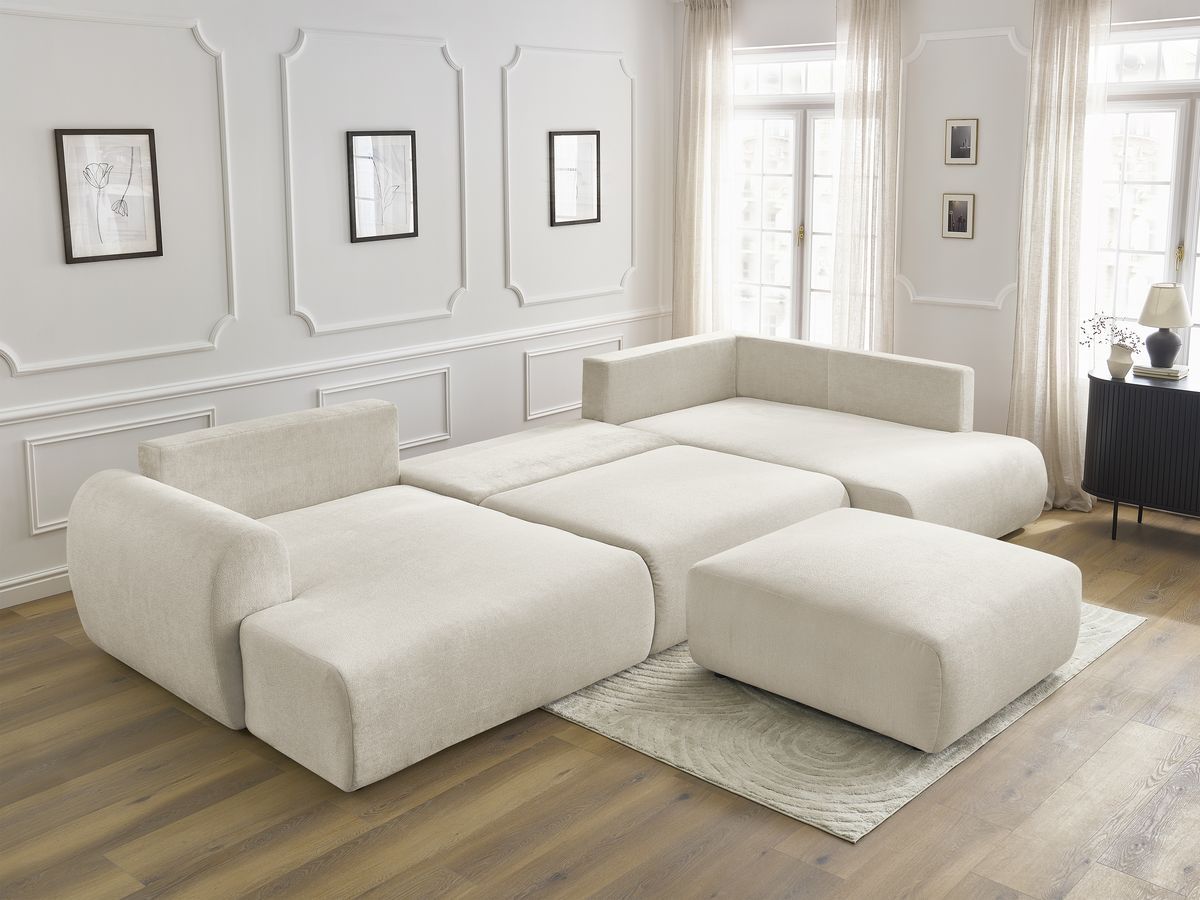 Bobochic Lucien Wohnlandschaft mit Pouf Stoff Beige Ecke links