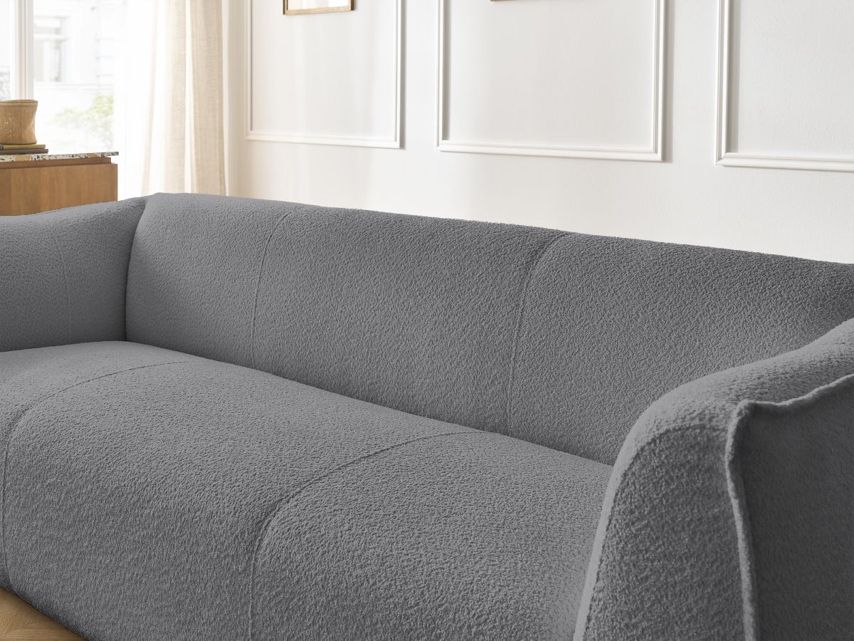 Bobochic Giorgia Sofa 3-Sitzer Bouclé-Stoff Dunkelgrau
