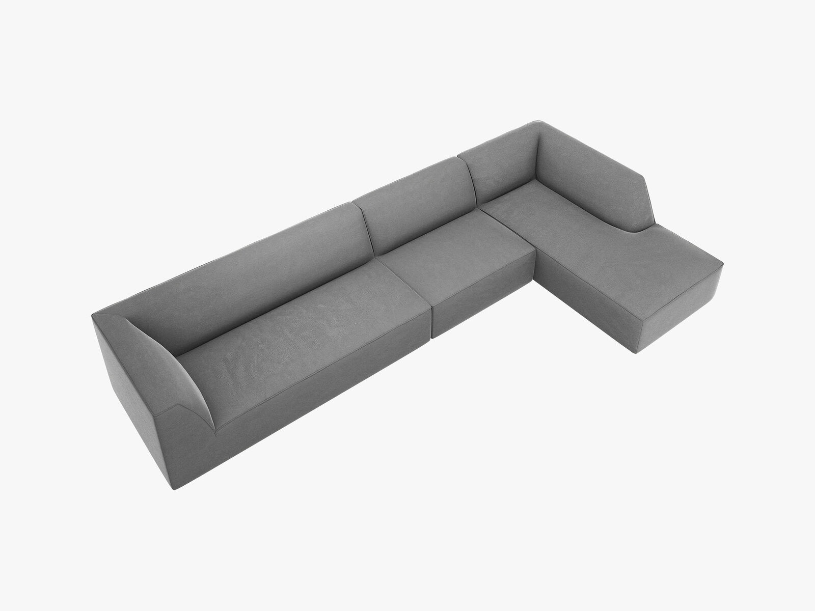 Micadoni Ecksofa Ruby 5-Sitzer Rechts Samt Salvador Grau