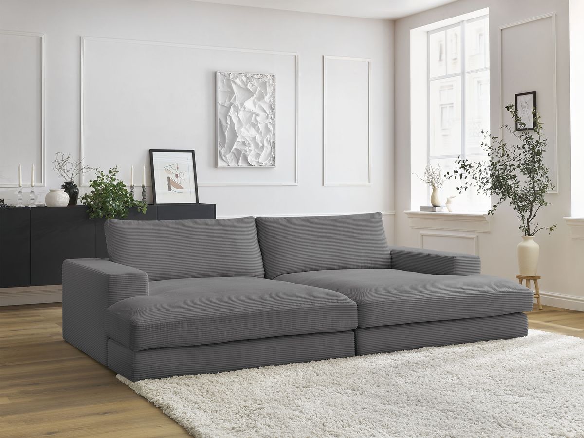 Bobochic Leonard Sofa 4-Sitzer 234 × 159 cm Cordsamt Dunkelgrau